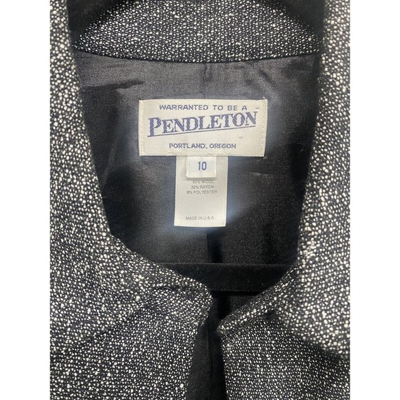 Pendleton Wool Blend Tweed Black White Button Blazer Jacket Women's 10 - Picture 3 of 7